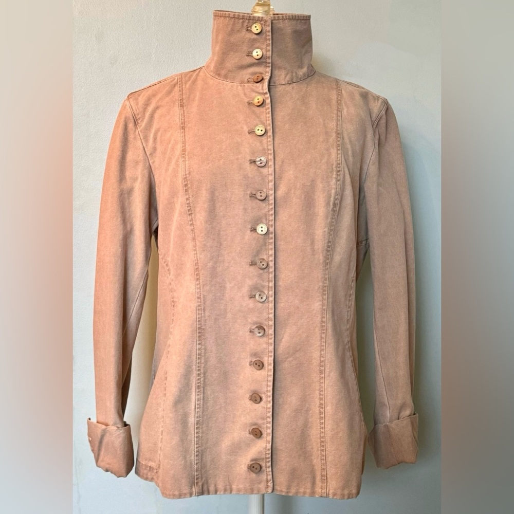 CHANEL Vintage Beige Cotton Jacket with Branded Buttons Spring 2003